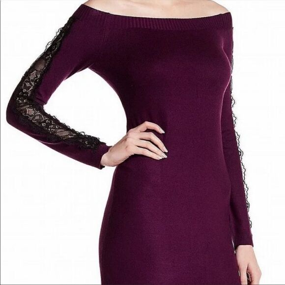 Cynthia Steffe Purple Bodycon Dress with Lace - Picture 2 of 4